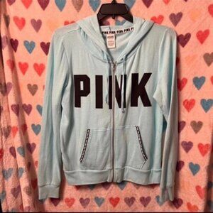 Victoria’s Secret PINK Full Zip Hoodie new Blue Large Logo VS